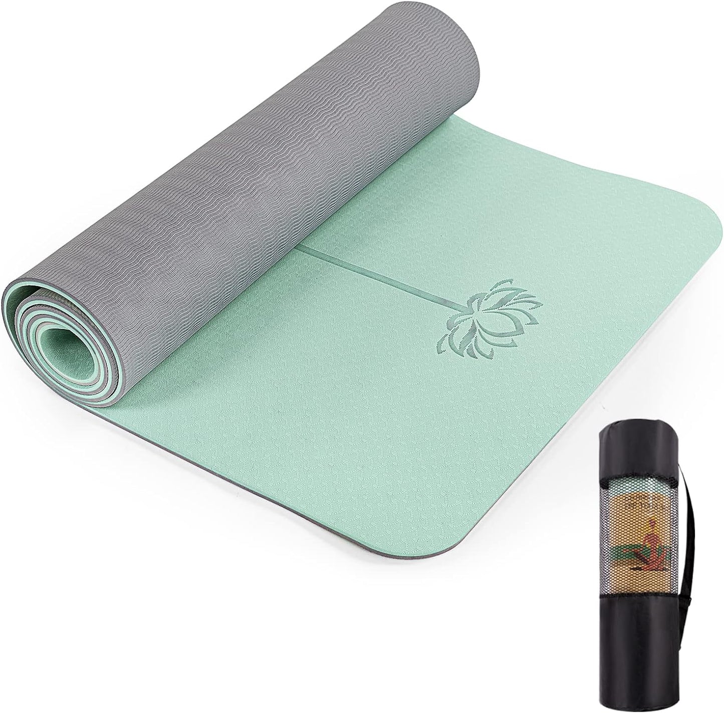 Yoga Mat Extra Thick 1/3'' & 2/5" Non Slip Yoga Mats for Women Eco Friendly TPE Fitness Exercise Mat with Carrying Sling & Storage Bag