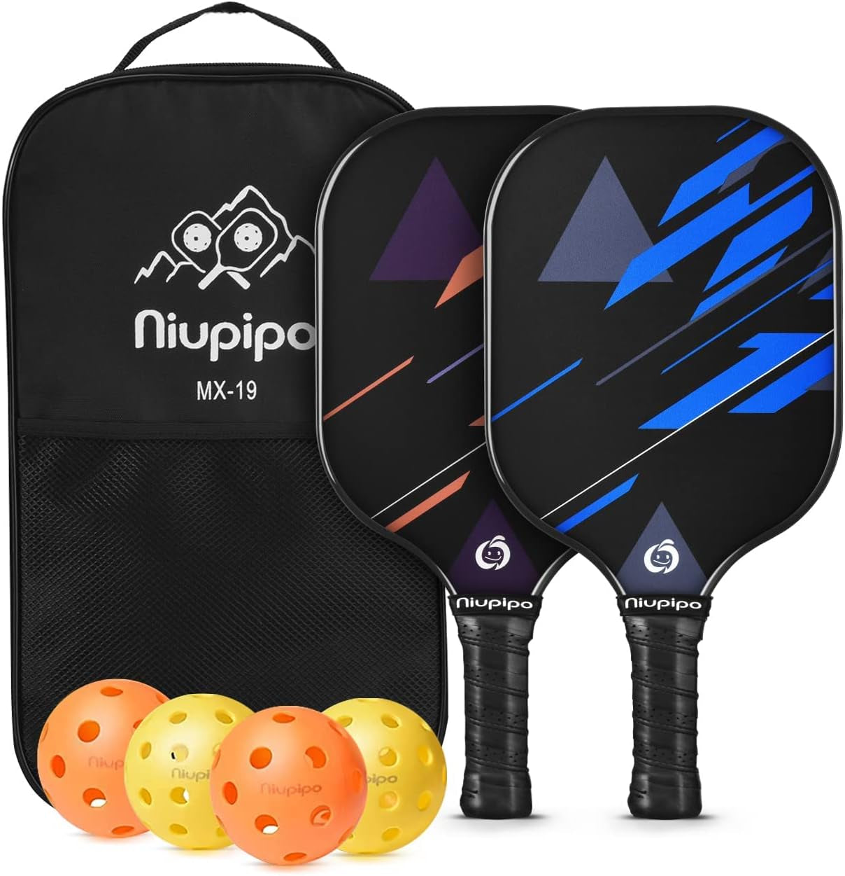 Pickleball Paddles Set of 2/4, USAPA Approved Lightweight Pickleball Rackets, Durable Fiberglass Surface with Polypropylene Honeycomb Core, Cushion Grip and Carry Bag