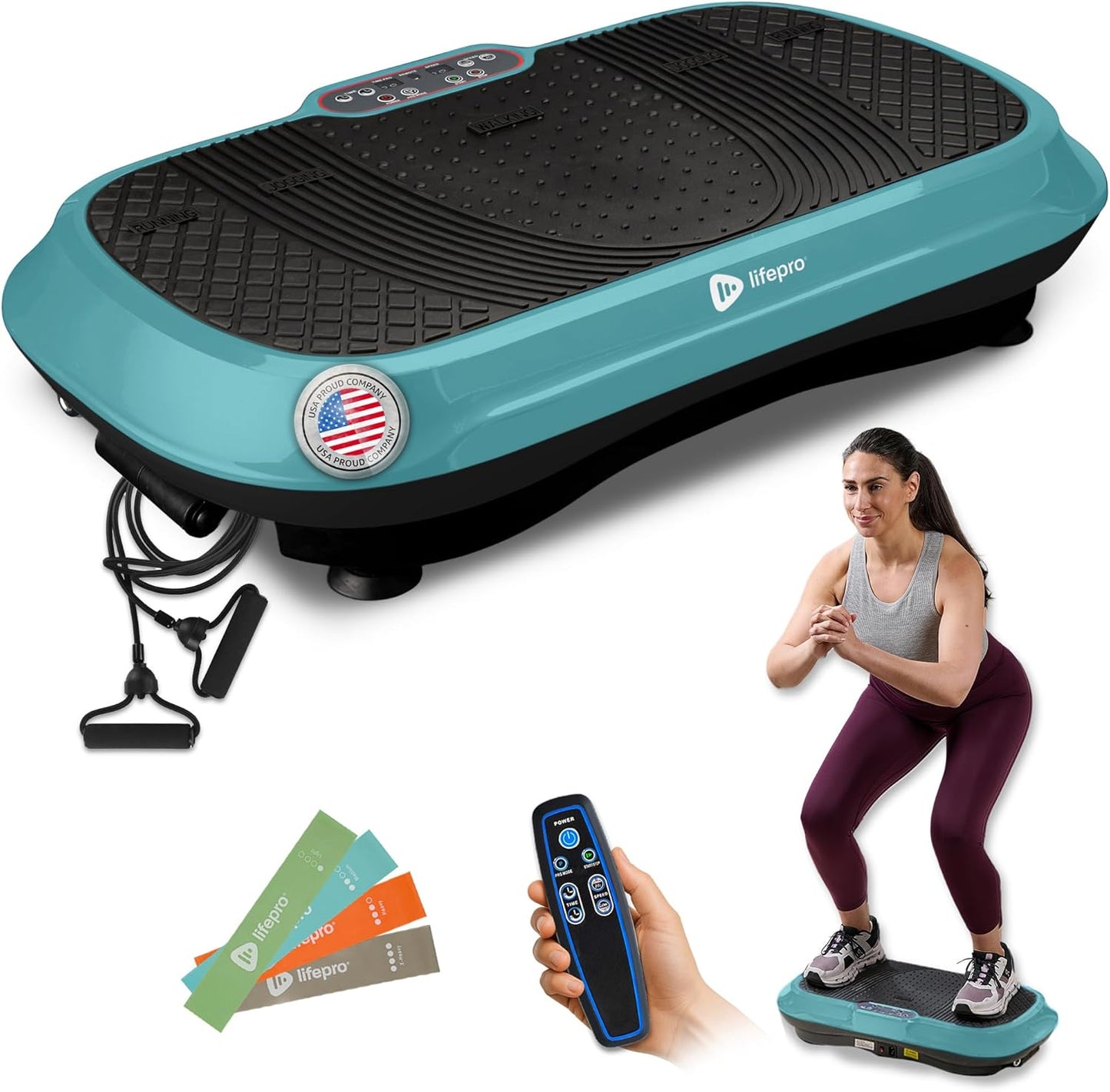 Waver Vibration Plate Exercise Machine for Lymphatic Drainage, Muscle Activation, Full-Body Workout Vibrating Platform with Loop Bands, Fitness Equipment for Strength Toning & Fat Loss