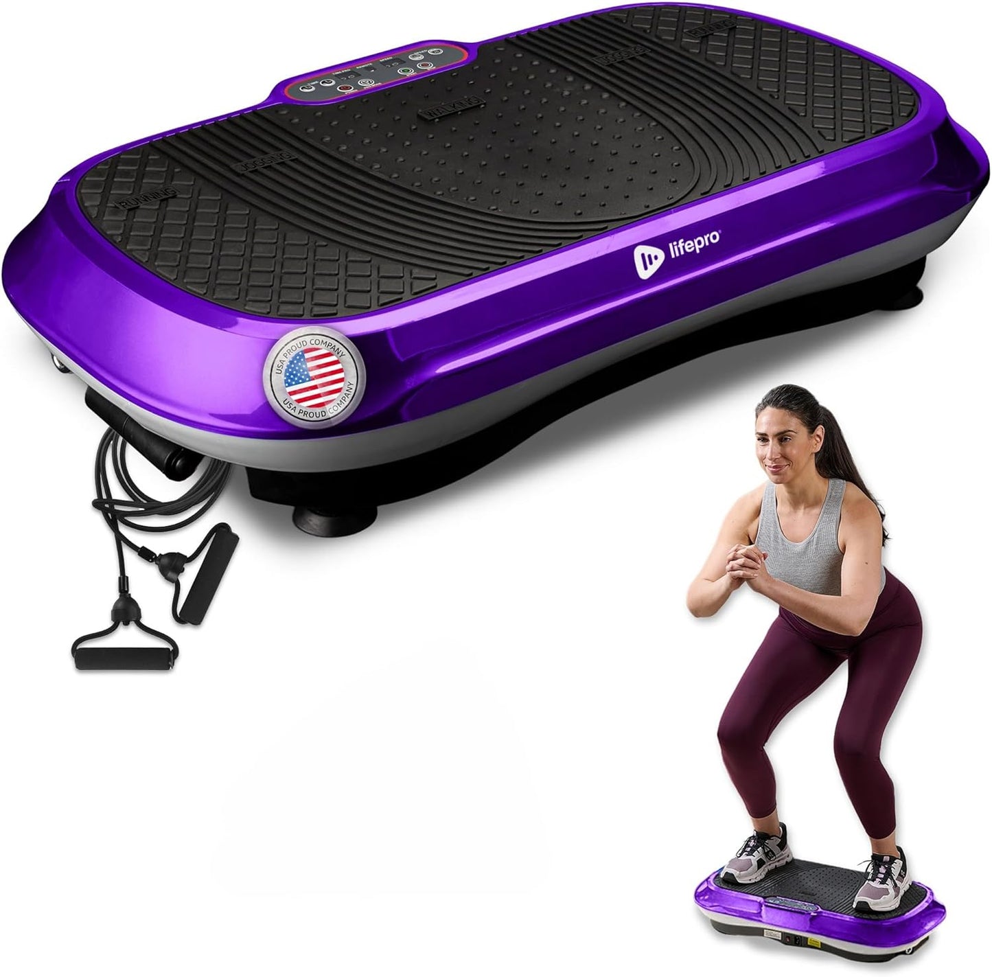 Waver Vibration Plate Exercise Machine for Lymphatic Drainage, Muscle Activation, Full-Body Workout Vibrating Platform with Loop Bands, Fitness Equipment for Strength Toning & Fat Loss