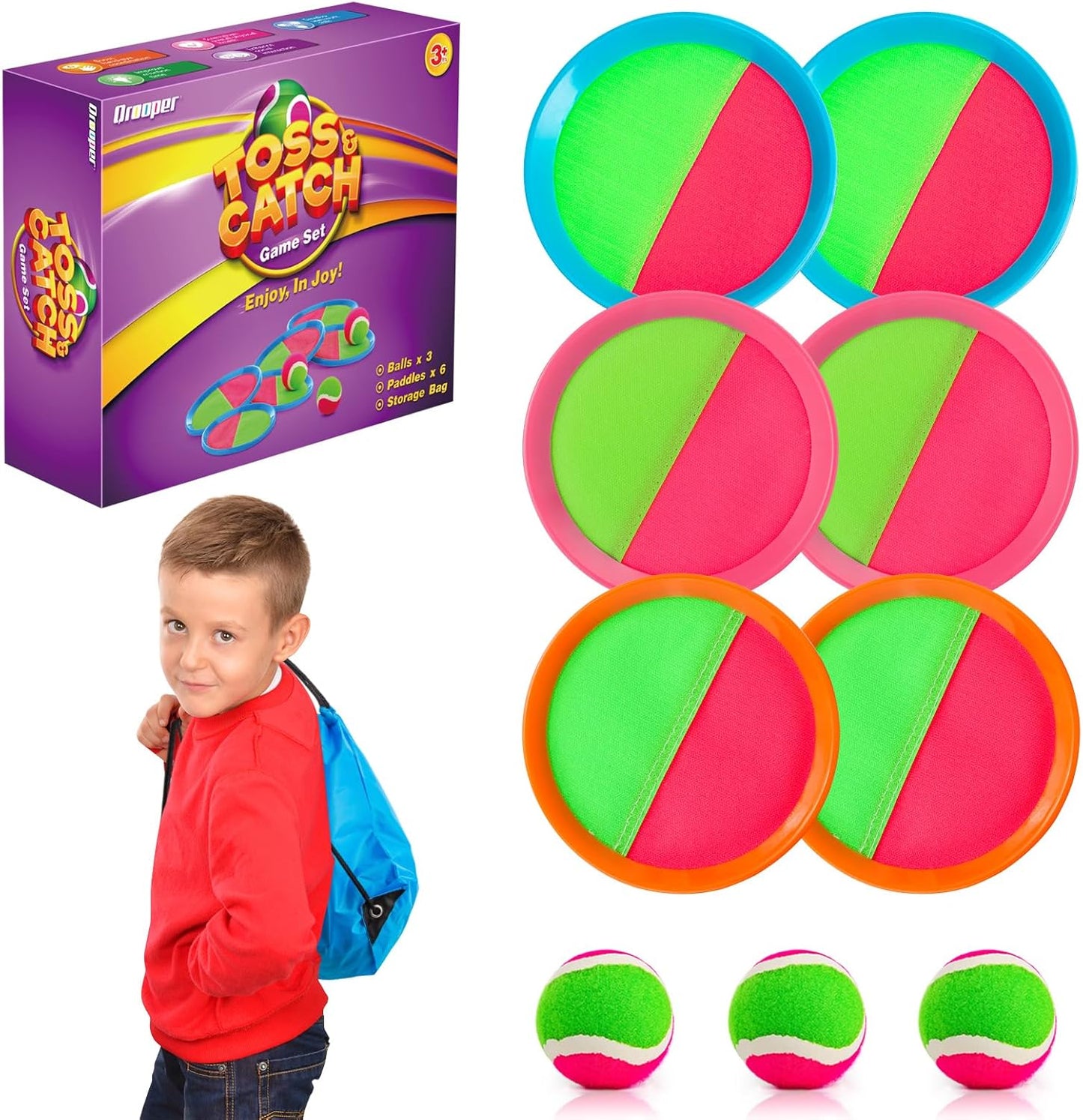 Kids Toys Toss and Catch Game Set Yard Camping Outdoor Games for Kids Ages 2-4 4-8 8-12, outside Beach Pool Toys for 3 4 5 6 7 8 Year Old Boys Girls Birthday Gift Family Vacation Essentials