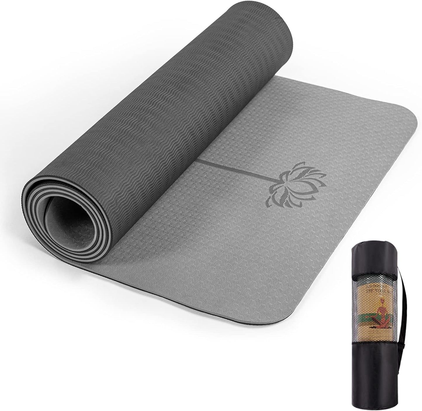 Yoga Mat Extra Thick 1/3'' & 2/5" Non Slip Yoga Mats for Women Eco Friendly TPE Fitness Exercise Mat with Carrying Sling & Storage Bag