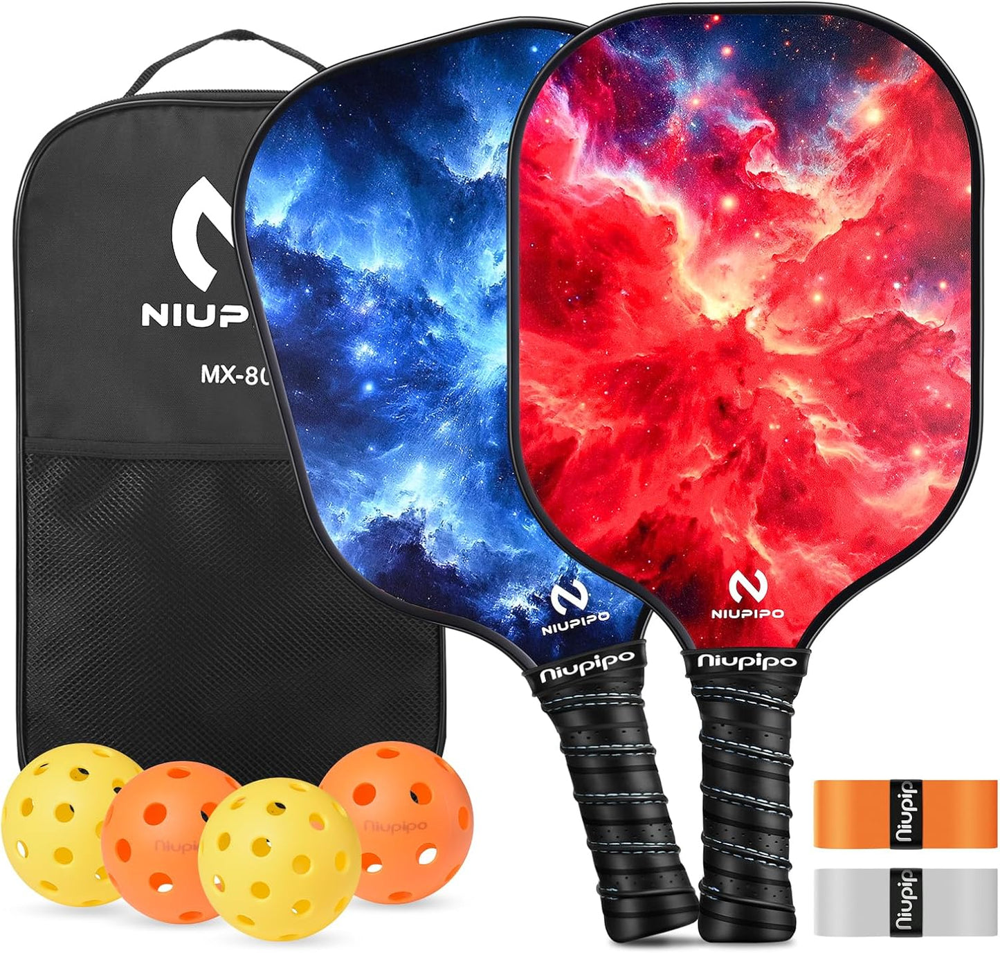 Pickleball Paddles Set of 2/4, USAPA Approved Lightweight Pickleball Rackets, Durable Fiberglass Surface with Polypropylene Honeycomb Core, Cushion Grip and Carry Bag