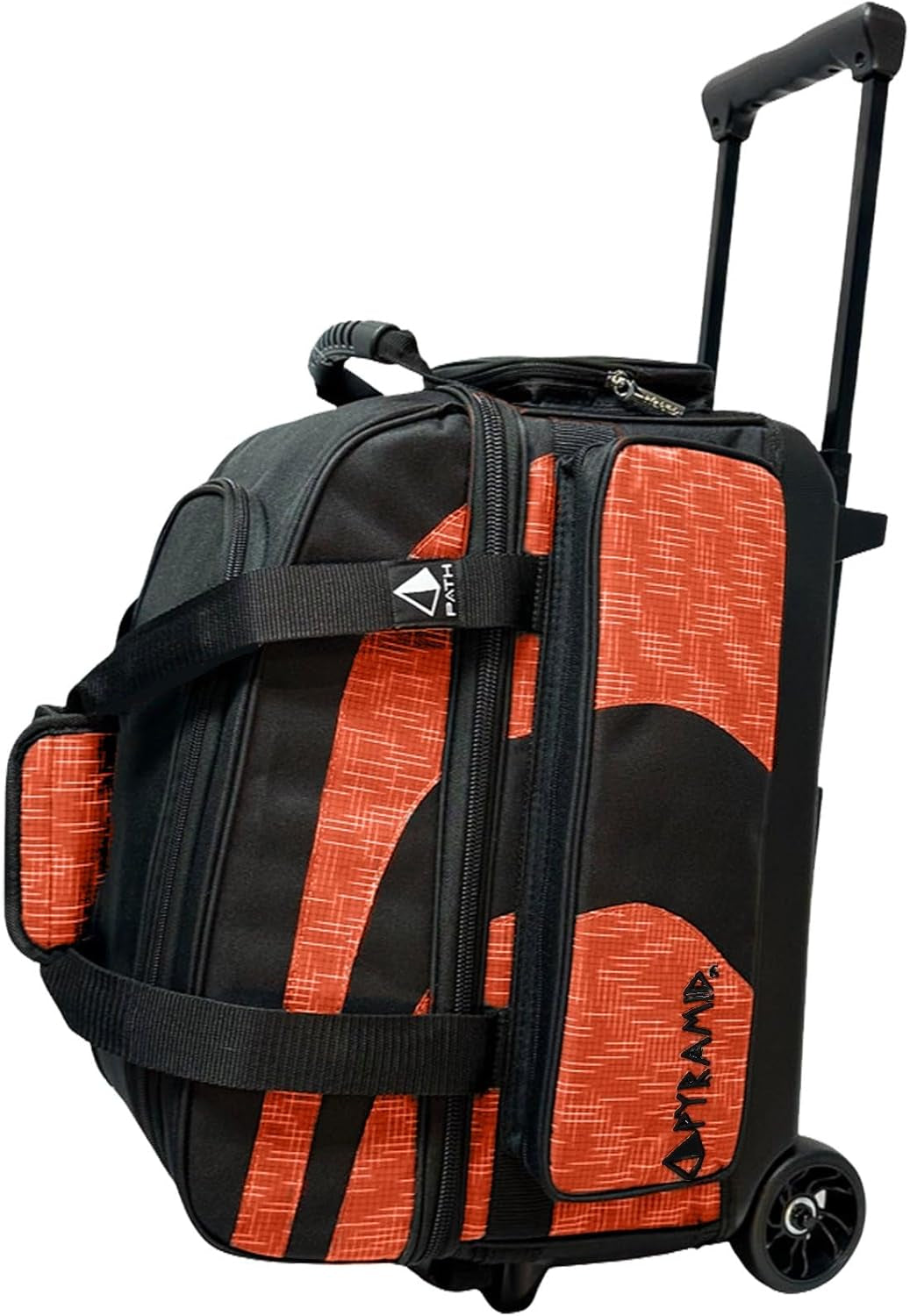 Deluxe Double Roller 2 Ball Bowling Bag with Large Separate Shoe Compartment (Up to 2 Pairs of Shoes) and Accessory Pockets, Sturdy Square Handle - Extends to 40" - Pro Options Available
