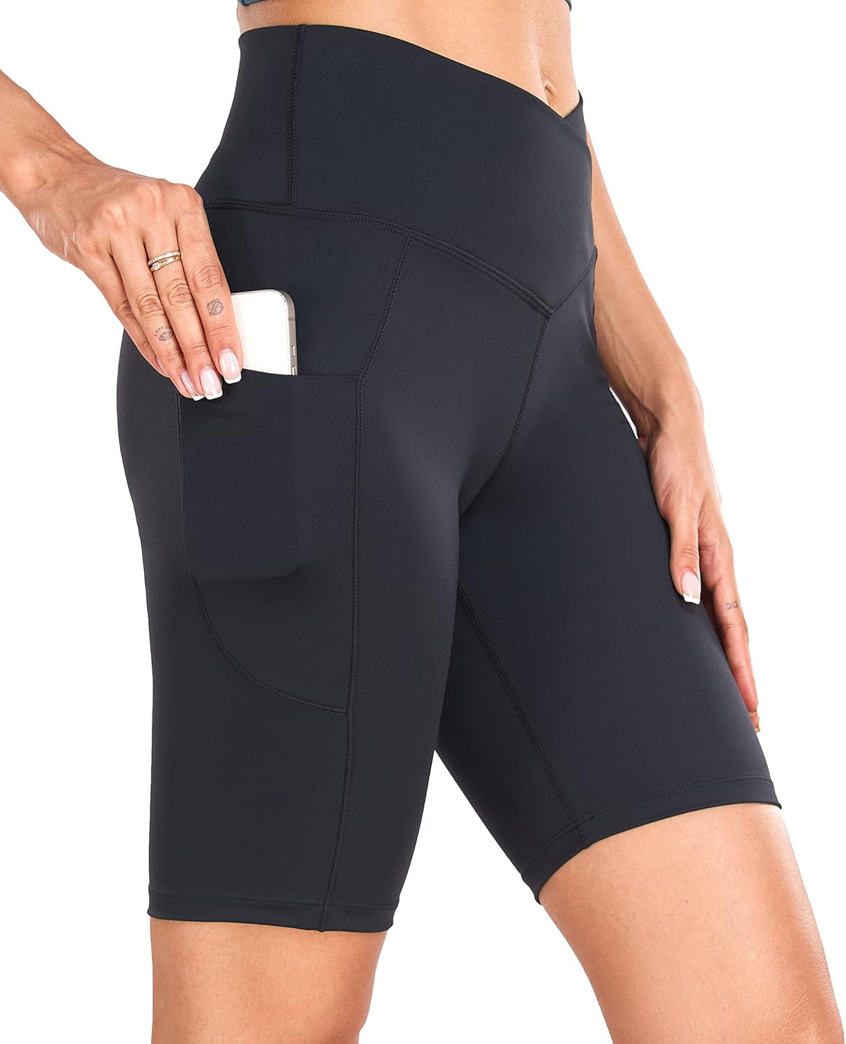 Women'S Short Yoga Side Pockets High Waist Workout Running Shorts