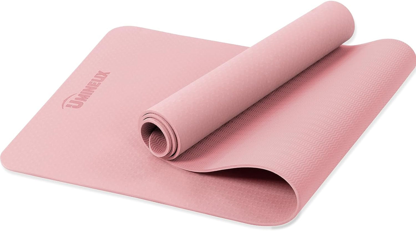 Yoga Mat Extra Thick 1/3'' & 2/5" Non Slip Yoga Mats for Women Eco Friendly TPE Fitness Exercise Mat with Carrying Sling & Storage Bag