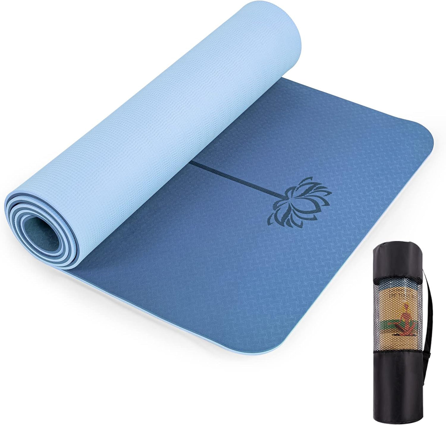 Yoga Mat Extra Thick 1/3'' & 2/5" Non Slip Yoga Mats for Women Eco Friendly TPE Fitness Exercise Mat with Carrying Sling & Storage Bag
