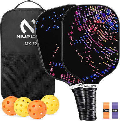 Pickleball Paddles Set of 2/4, USAPA Approved Lightweight Pickleball Rackets, Durable Fiberglass Surface with Polypropylene Honeycomb Core, Cushion Grip and Carry Bag