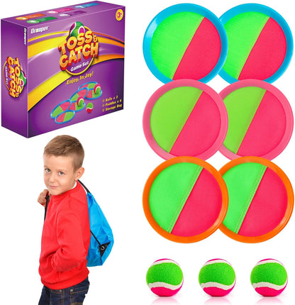 Kids Toys Toss and Catch Game Set Yard Camping Outdoor Games for Kids Ages 2-4 4-8 8-12, outside Beach Pool Toys for 3 4 5 6 7 8 Year Old Boys Girls Birthday Gift Family Vacation Essentials