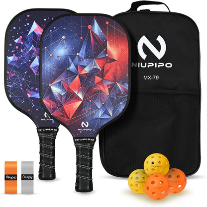 Pickleball Paddles Set of 2/4, USAPA Approved Lightweight Pickleball Rackets, Durable Fiberglass Surface with Polypropylene Honeycomb Core, Cushion Grip and Carry Bag