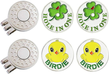 Golf Ball Markers with Hat Clips Value Sets for Men Women Golfer, Removable Attaches Easily to Golf Cap Premium Gifts